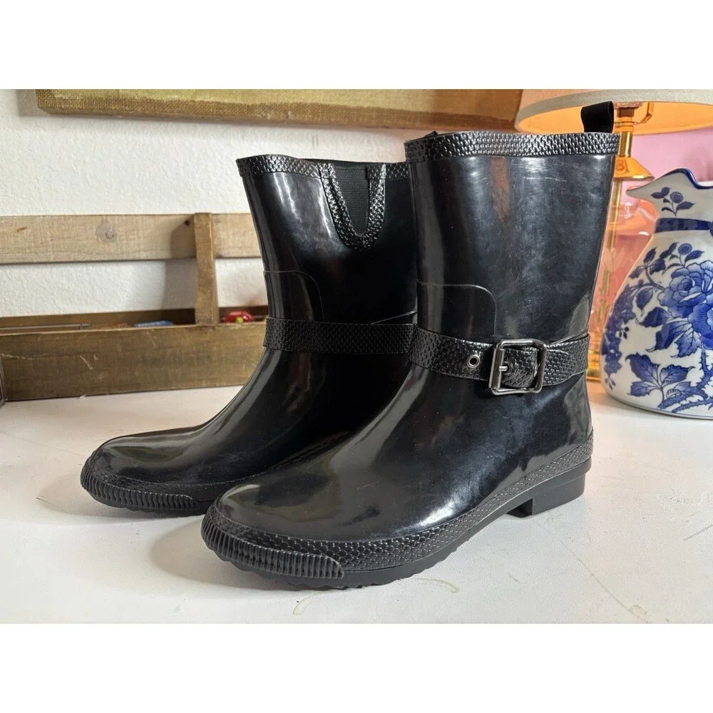 COUGAR black Rubber Ankle Rubber Waterproof Rain Boots Size 9